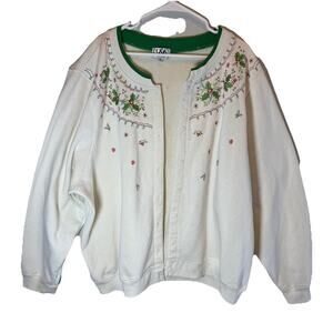 Vtg C&K Designs Women’s Christmas Sweater 3XL Holly Festive Holiday Grannycore